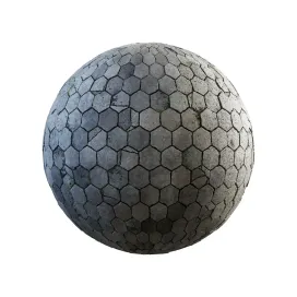 Damageded hexagon concrete pavement